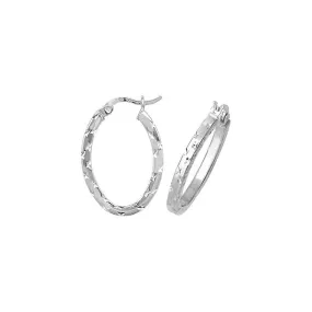 Acotis Silver Hoop Earrings Oval Dia Cut G5868