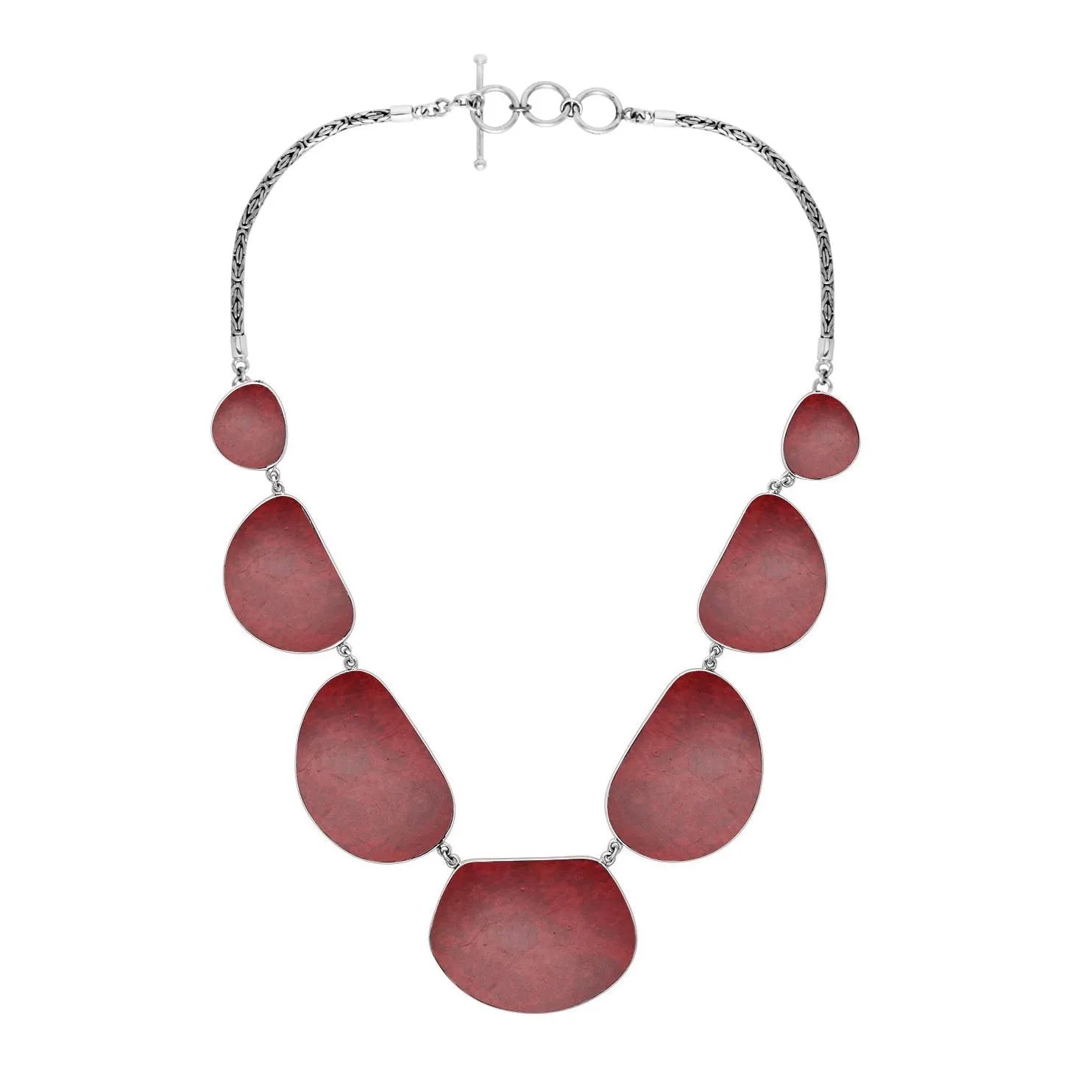 AN-1008-CR Sterling Silver Necklace With Coral