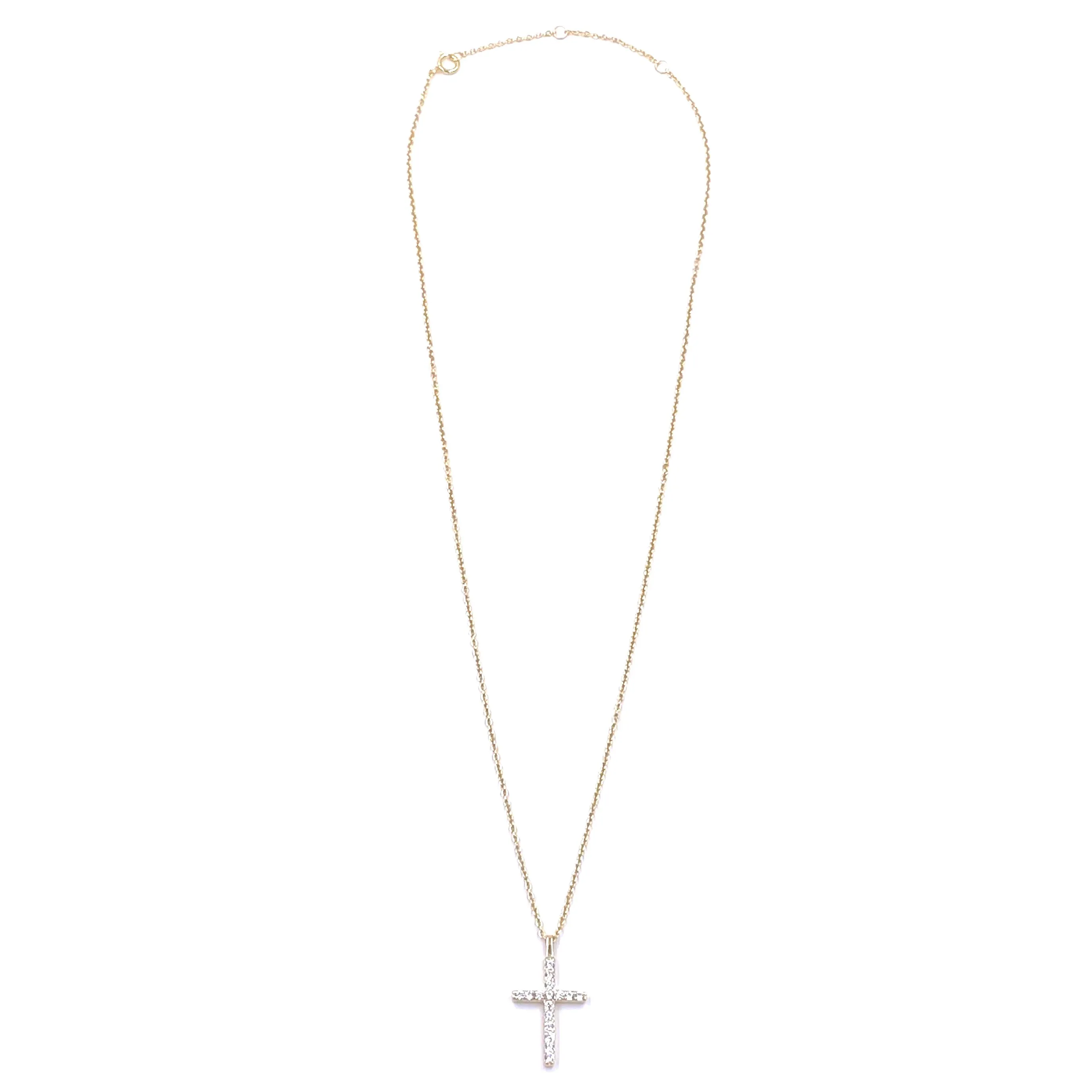 Ashley Gold Sterling Silver Gold Plated Floating CZ Cross Necklace