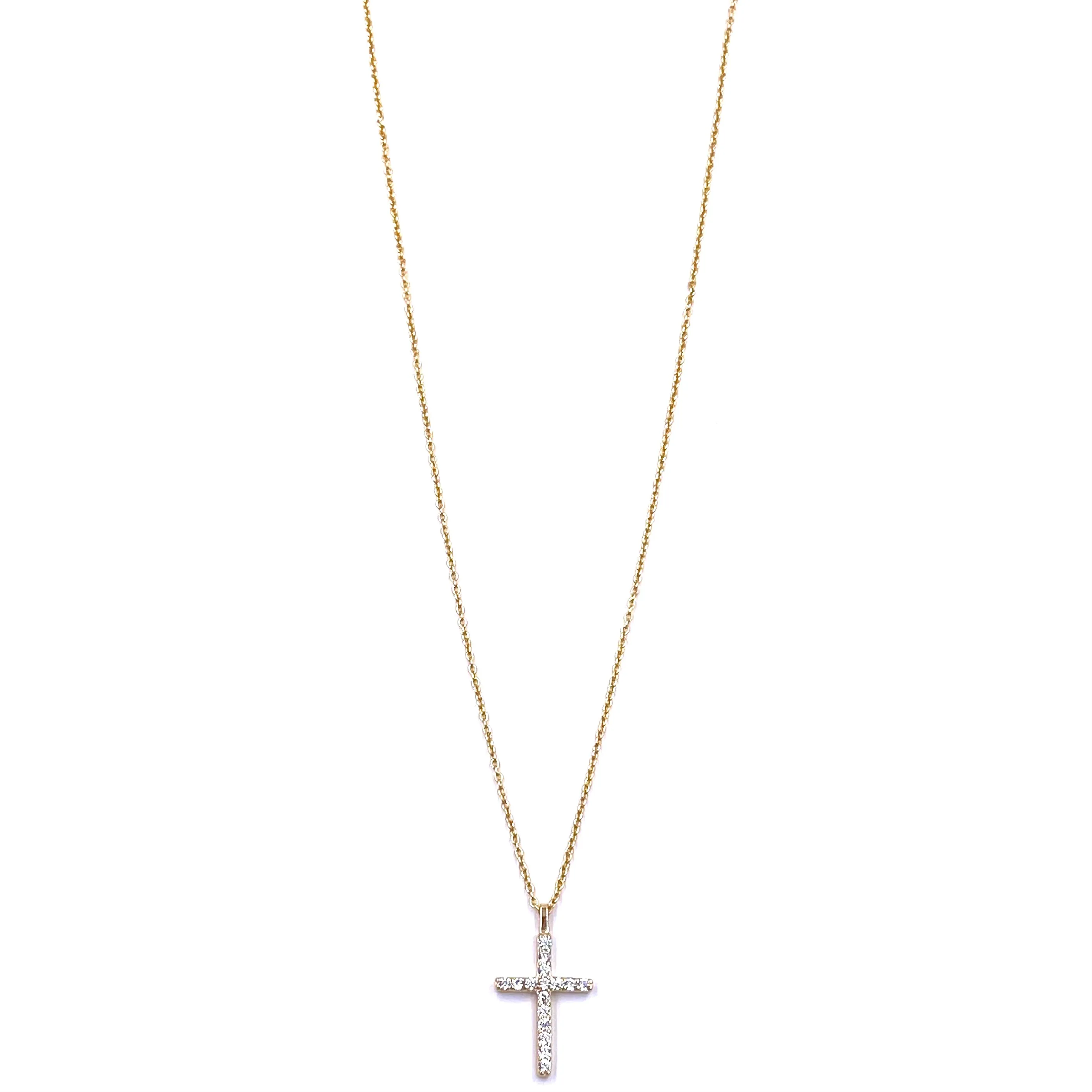 Ashley Gold Sterling Silver Gold Plated Floating CZ Cross Necklace