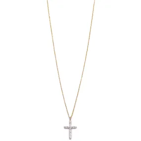 Ashley Gold Sterling Silver Gold Plated Floating CZ Cross Necklace