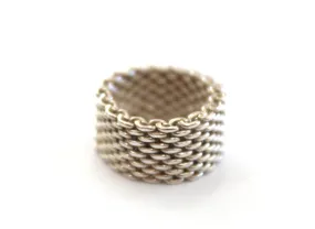 Authentic Tiffany & Co. Sterling Silver Chain Woven Ring size 5