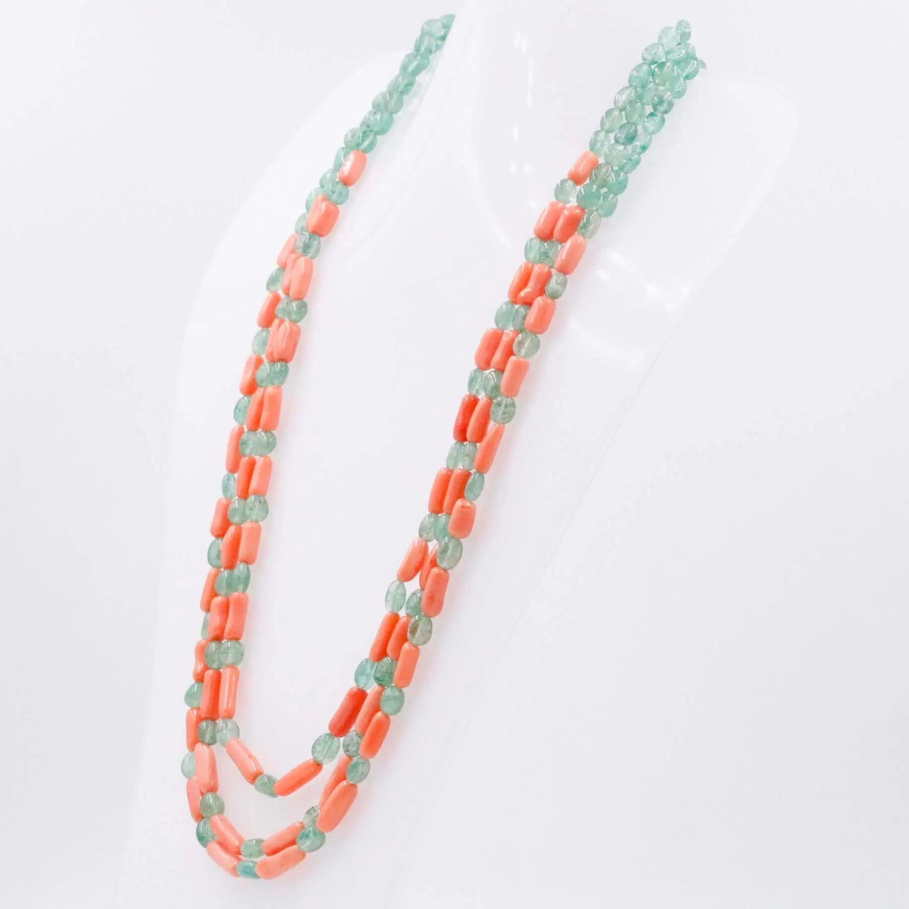 Aventurine and Coral Necklace Quartz and Coral Gemstone Necklace Layered Necklace Long Necklace Beaded Necklace SKU 6143323