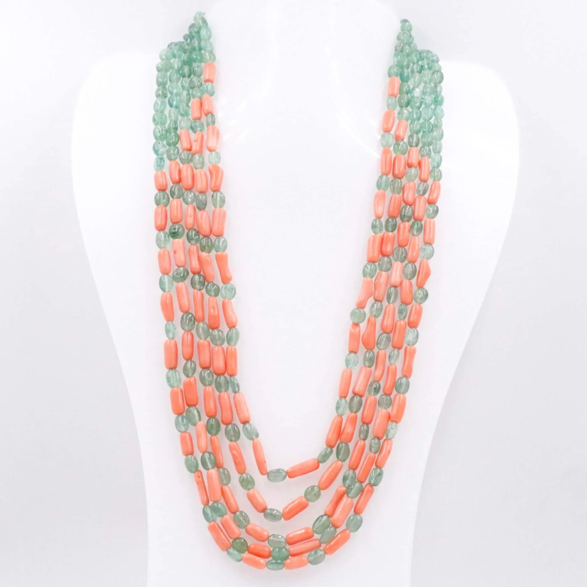 Aventurine and Coral Necklace Quartz and Coral Gemstone Necklace Layered Necklace Long Necklace Beaded Necklace SKU 6143323