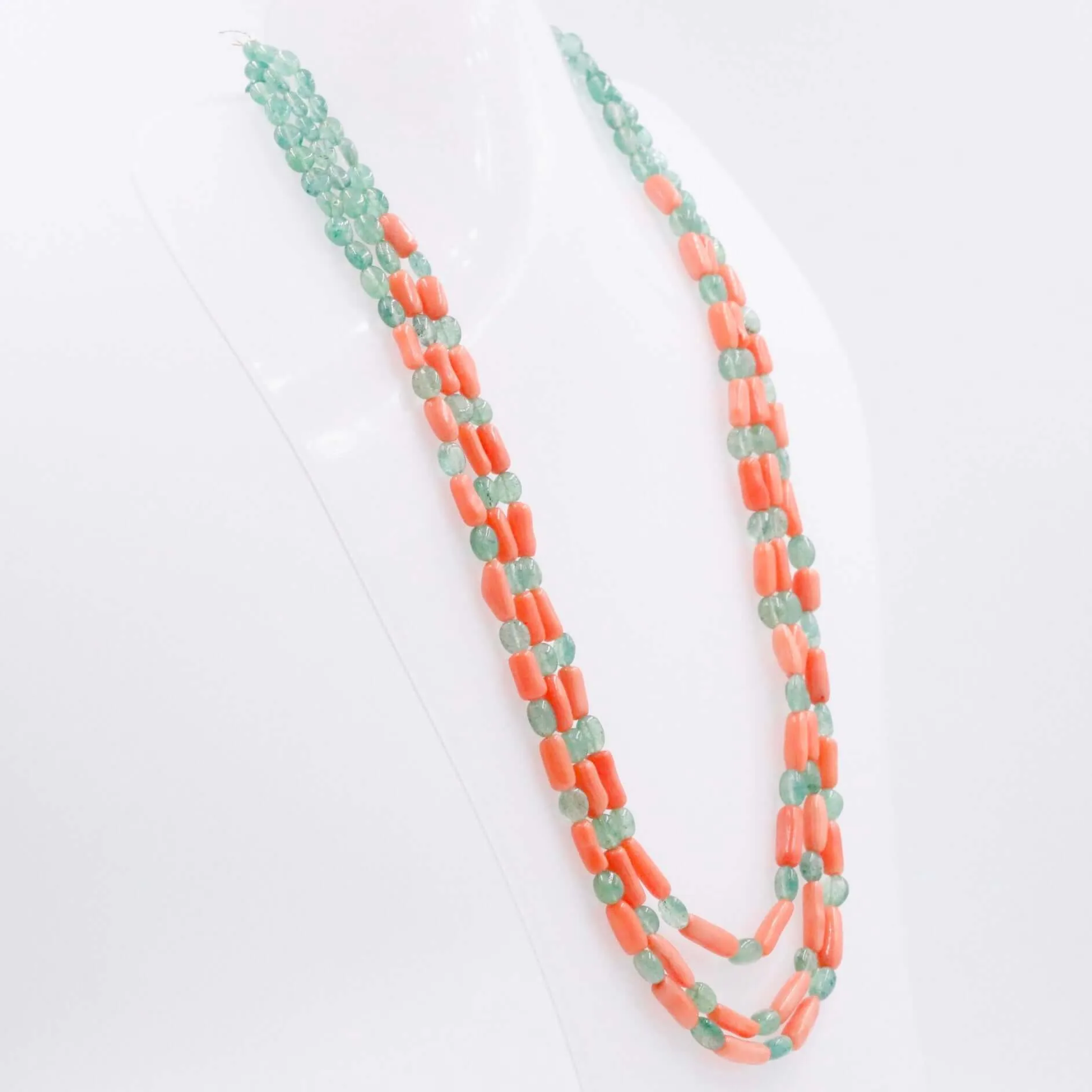 Aventurine and Coral Necklace Quartz and Coral Gemstone Necklace Layered Necklace Long Necklace Beaded Necklace SKU 6143323