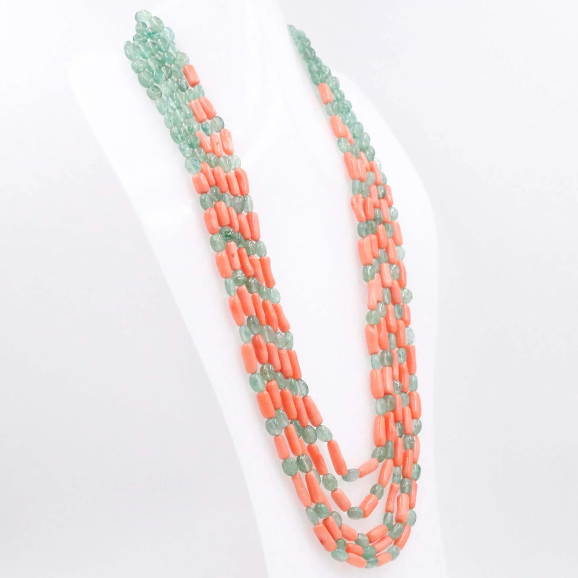 Aventurine and Coral Necklace Quartz and Coral Gemstone Necklace Layered Necklace Long Necklace Beaded Necklace SKU 6143323