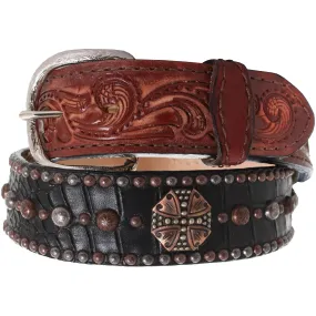 B850 - Diamond Back Croco Print and Tooled Belt