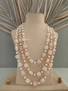 Baby Pink Color Gold Plated Necklace/Mala - MN403