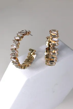 Baguette Rhinestone Hoops