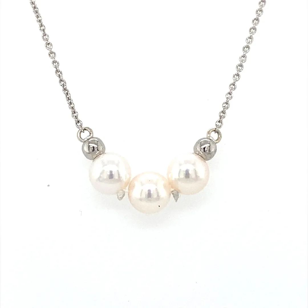 Beeghly & Co. 14 Karat Three Pearl Add-a-pearl Necklace AAP3-6014WB