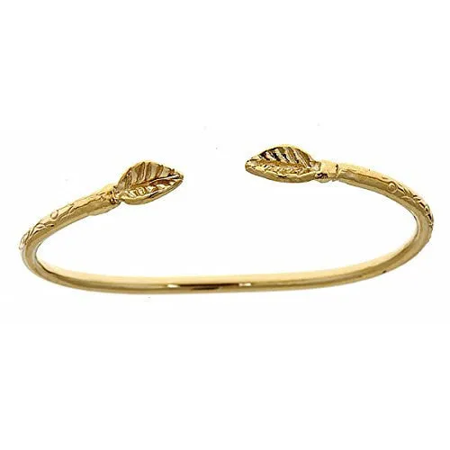 Better Jewelry 10K Yellow Gold BABY West Indian Bangle w. Leaf Ends