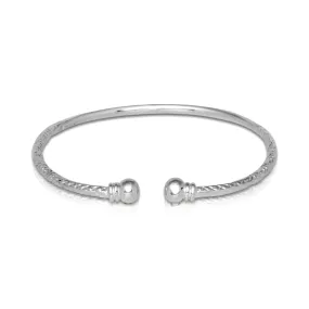 Better Jewelry Double Halo .925 Sterling Silver West Indian Bangle, 1 piece