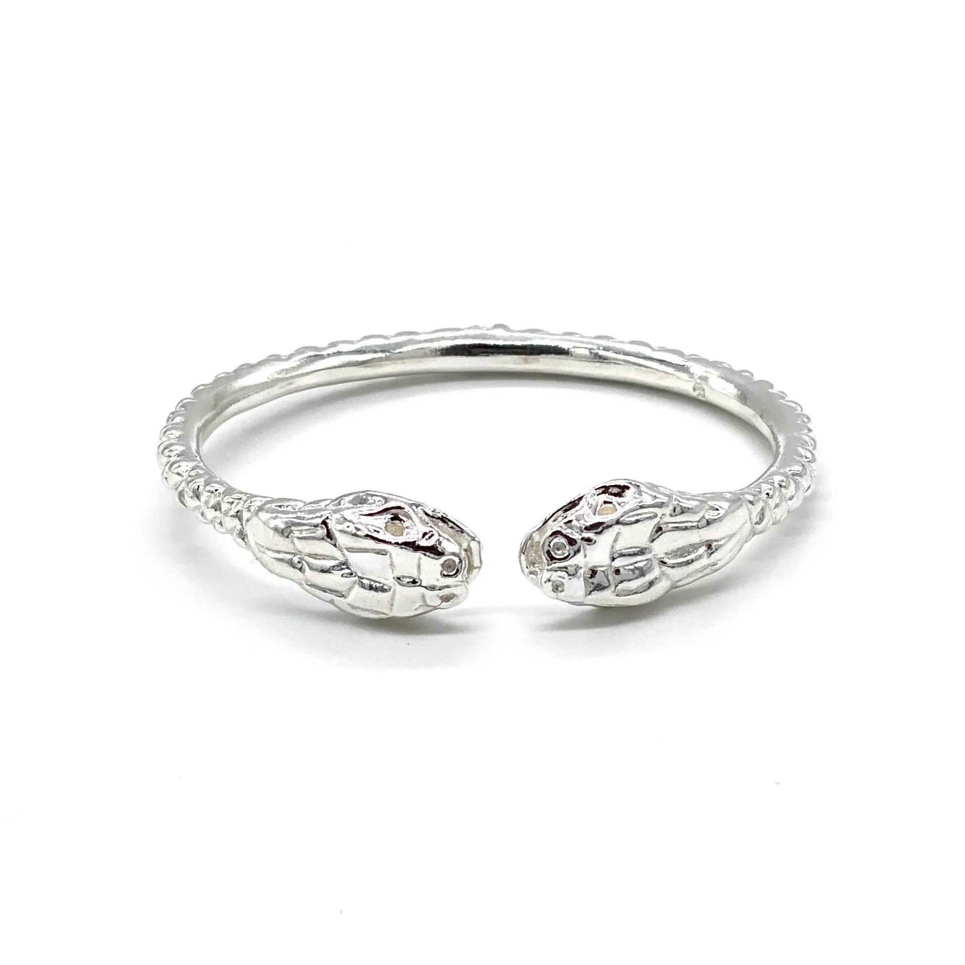 Better Jewelry Thick Snake Ends .925 Sterling Silver West Indian Bangle, 1 piece