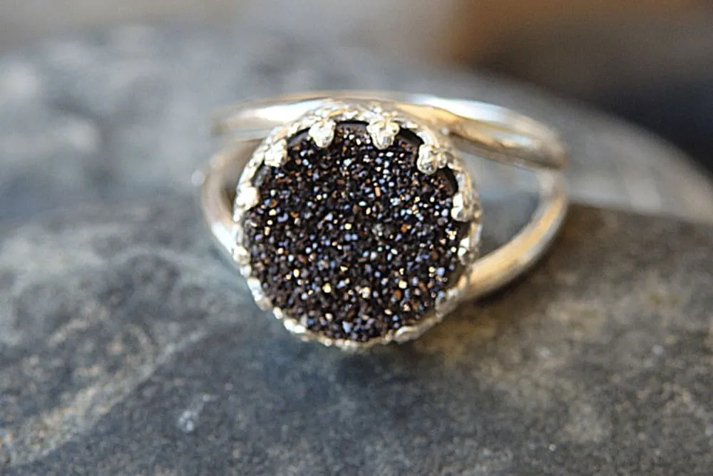 Black Druzy Ring