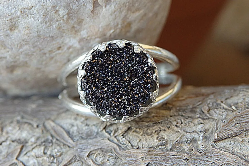 Black Druzy Ring