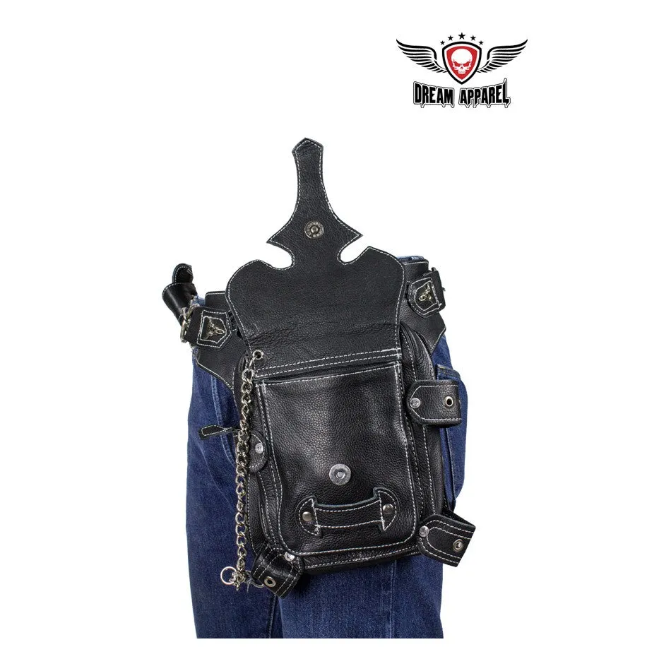 Black Naked Cowhide Leather Cross-Designed Belt Bag