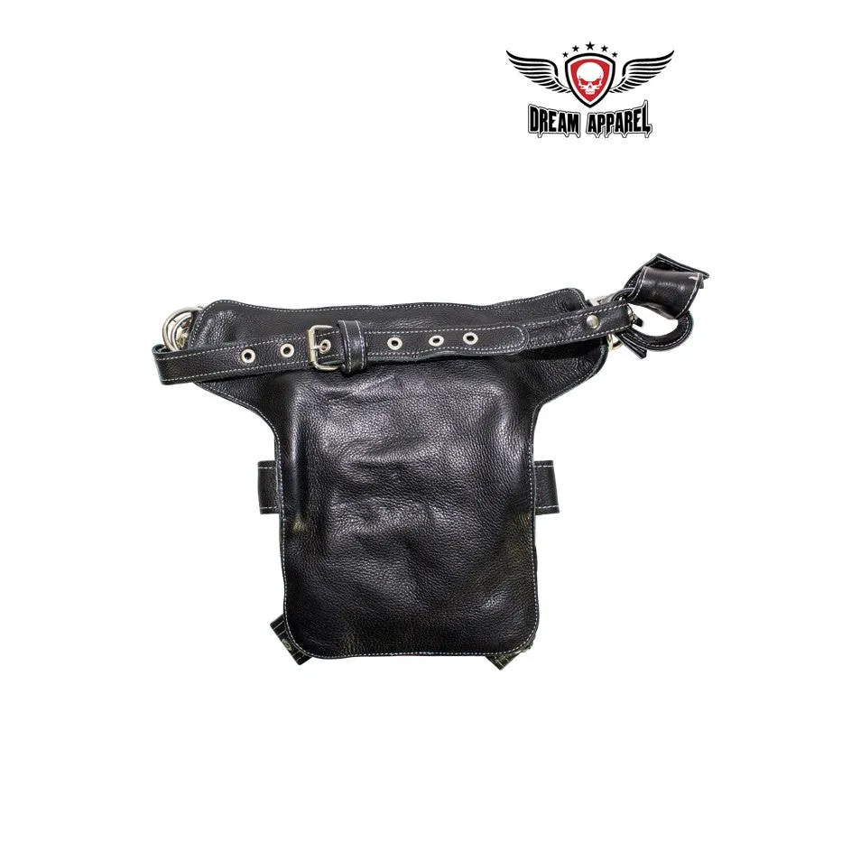 Black Naked Cowhide Leather Cross-Designed Belt Bag