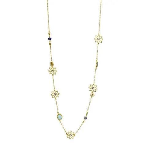 Blue Flower Long Necklace