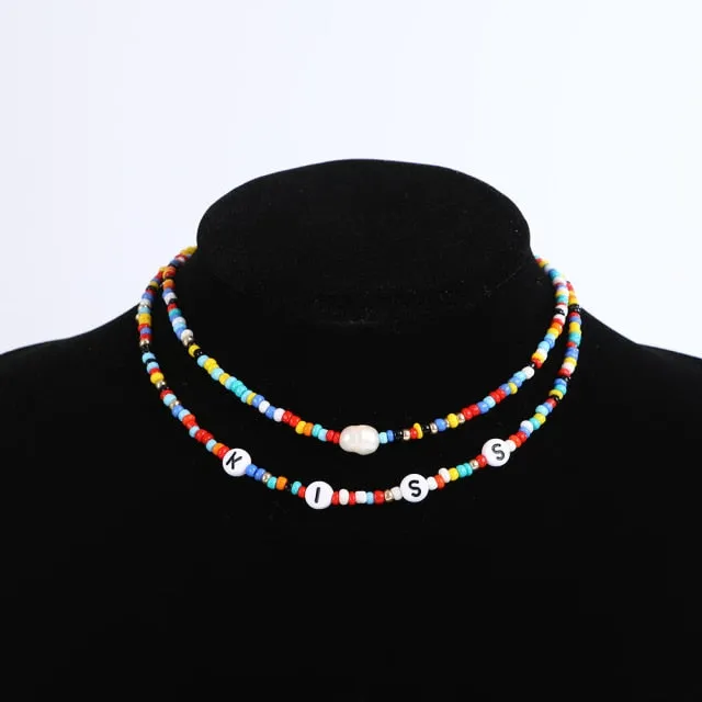 Bohemia handmade rainbow beads candy shell personality multi-layer satellite Necklace women's fashion jewelry necklace