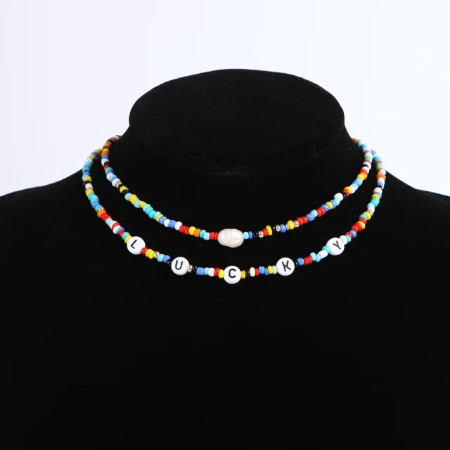 Bohemia handmade rainbow beads candy shell personality multi-layer satellite Necklace women's fashion jewelry necklace