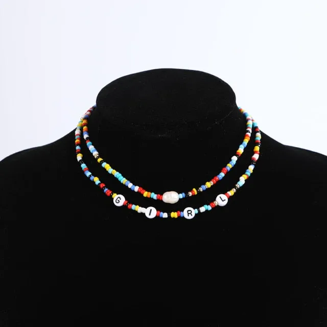 Bohemia handmade rainbow beads candy shell personality multi-layer satellite Necklace women's fashion jewelry necklace