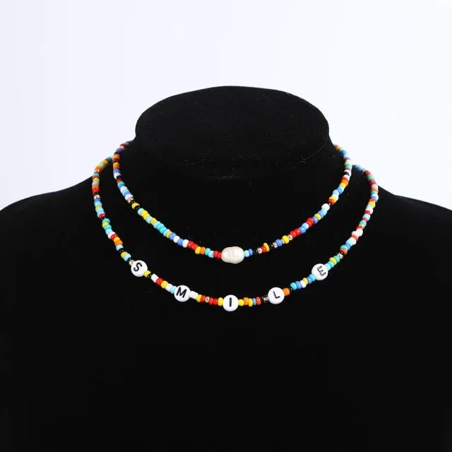 Bohemia handmade rainbow beads candy shell personality multi-layer satellite Necklace women's fashion jewelry necklace