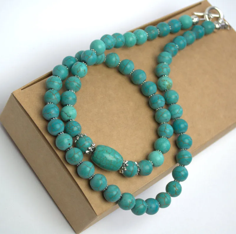 Bridal turquoise necklace Long turquoise Necklace Genuine Turquoise Necklace Personalized gifts Christmas gifts for her Turquoise jewelry