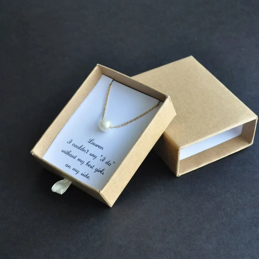 Bridesmaid Necklace, Pearl Bridesmaid Necklace, Personalized Bridesmaid Gift with Custom Note Message, Wedding Jewelry, Bridal Party