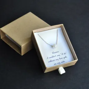 Bridesmaid Necklace, Pearl Bridesmaid Necklace, Personalized Bridesmaid Gift with Custom Note Message, Wedding Jewelry, Bridal Party