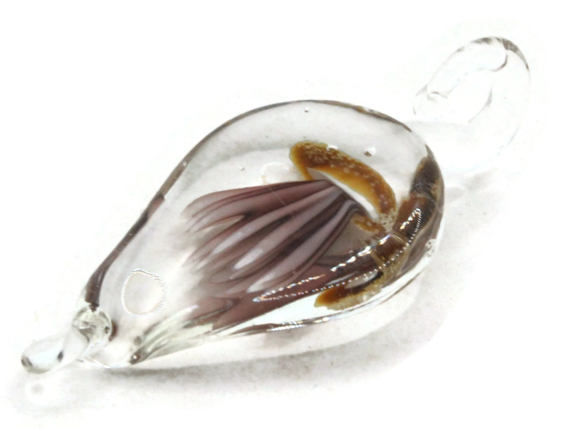 Brown Luminescent Jellyfish Glass Teardrop Pendant