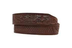 Brown Stamped & Carved Western Leather Belt Straps