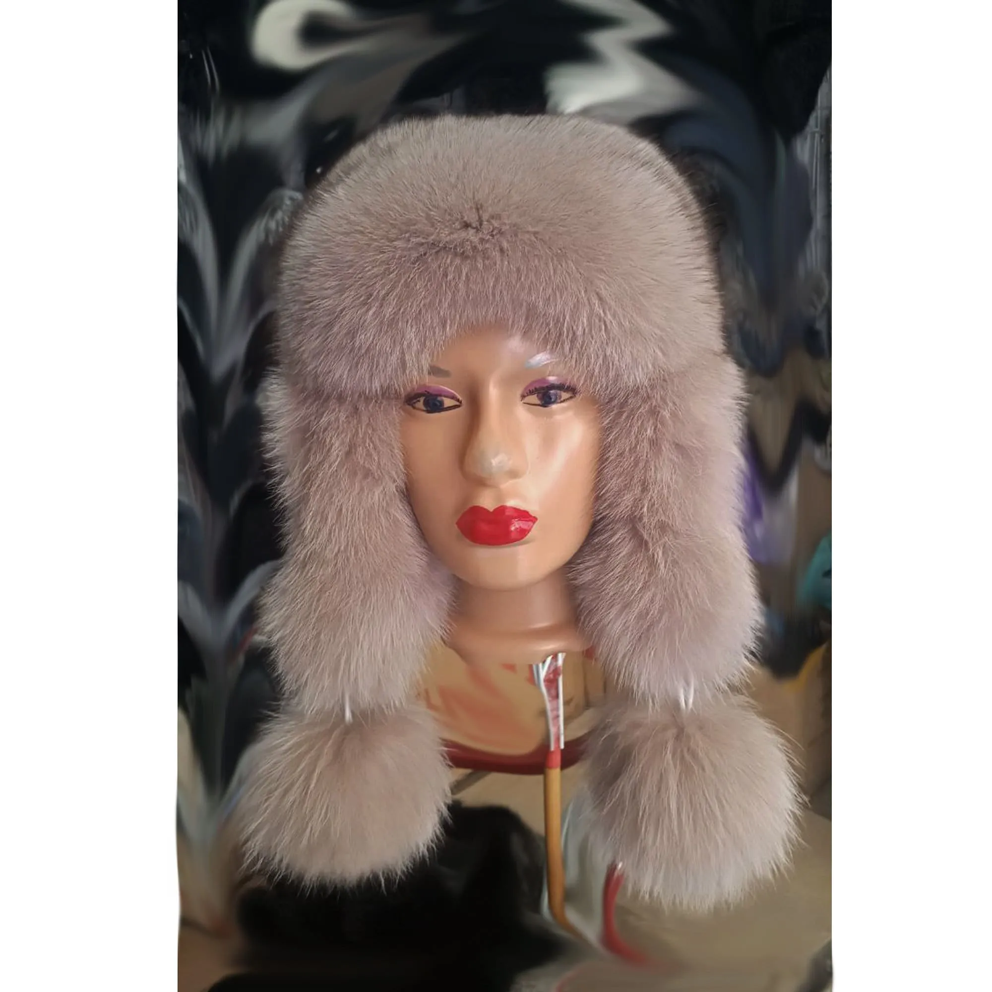 BY ORDER Women Fur Hat, Real Leather Fox Fur Hat, Aviator Hat, Ushanka, Russian Hat, Ski Hat, Leather Hat Ear Flaps, Girl Trapper Hat Beige