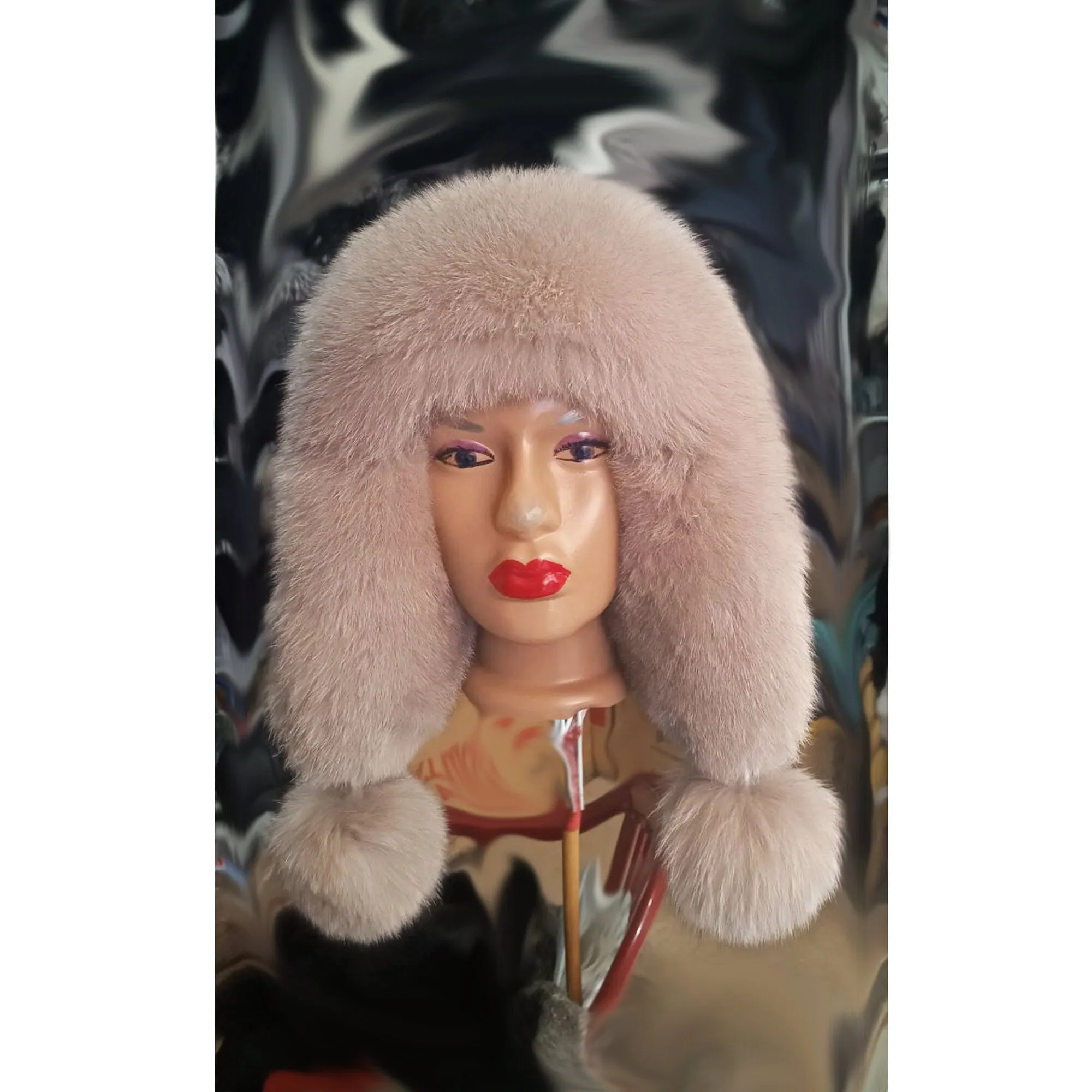 BY ORDER Women Fur Hat, Real Leather Fox Fur Hat, Aviator Hat, Ushanka, Russian Hat, Ski Hat, Leather Hat Ear Flaps, Girl Trapper Hat Beige