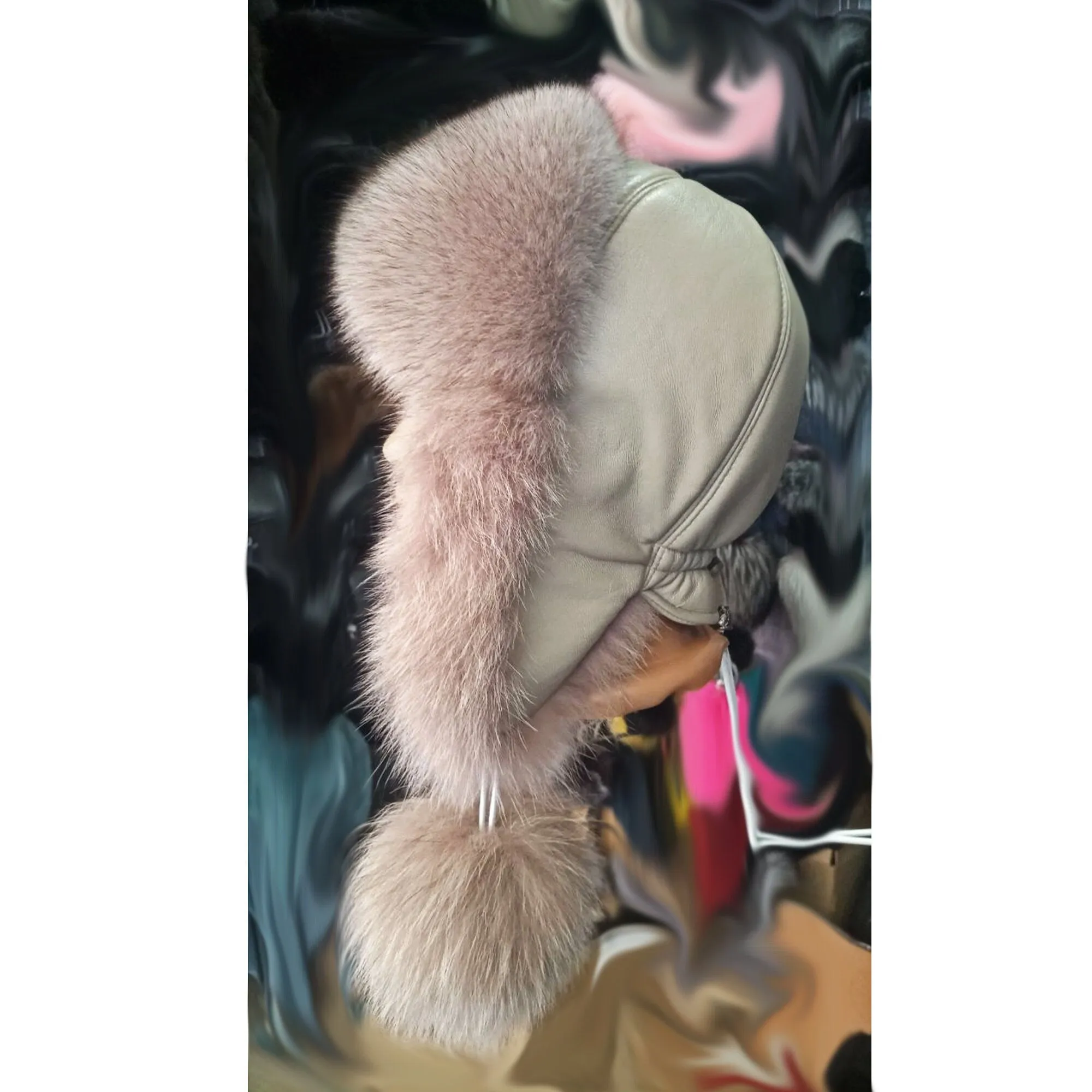 BY ORDER Women Fur Hat, Real Leather Fox Fur Hat, Aviator Hat, Ushanka, Russian Hat, Ski Hat, Leather Hat Ear Flaps, Girl Trapper Hat Beige