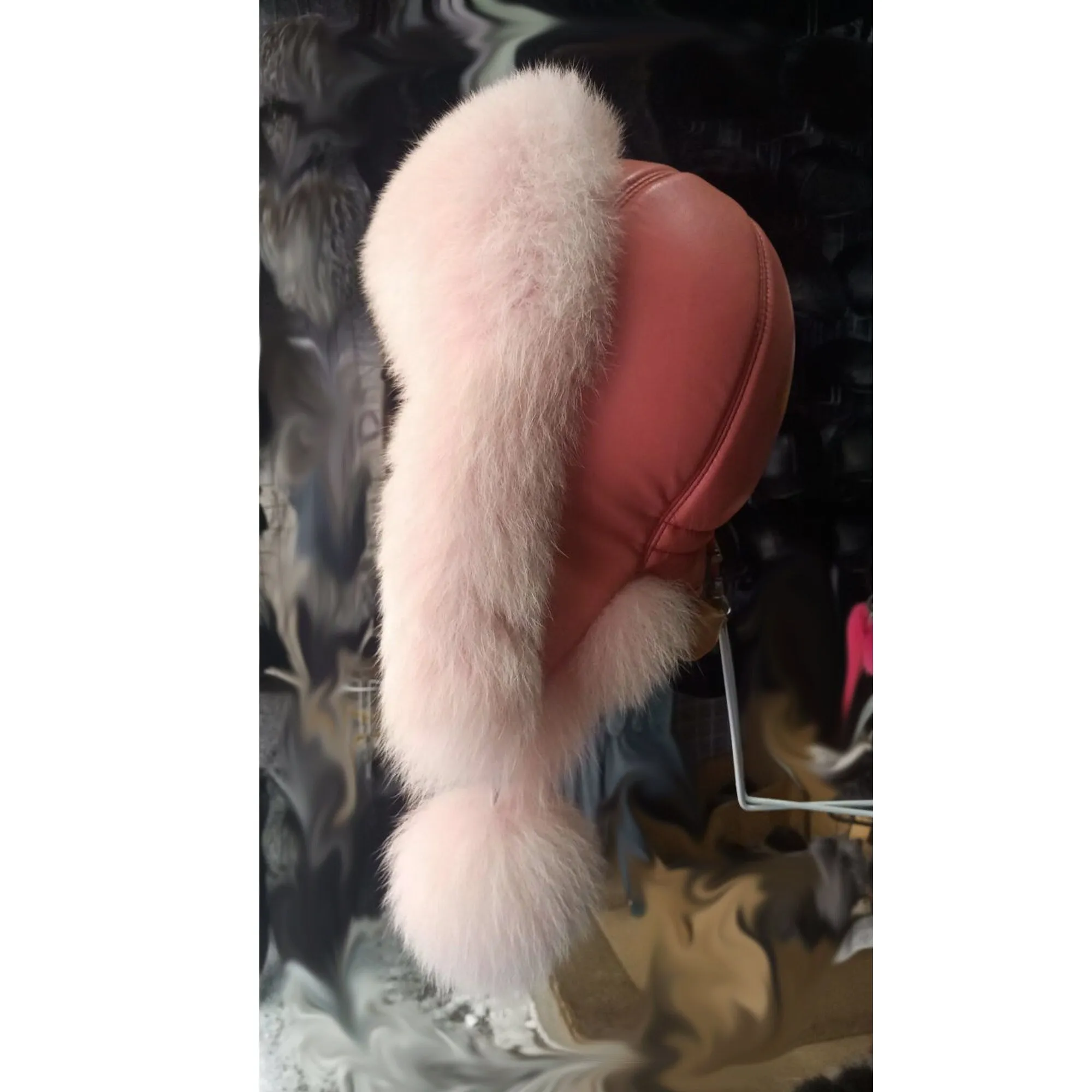 BY ORDER Women Ushanka Hat, Real Leather Fox Fur Hat, Fur Hat, Aviator Hat, Russian Hat, Ski Hat, Leather Hat Ear Flaps, Girl Trapper Pink