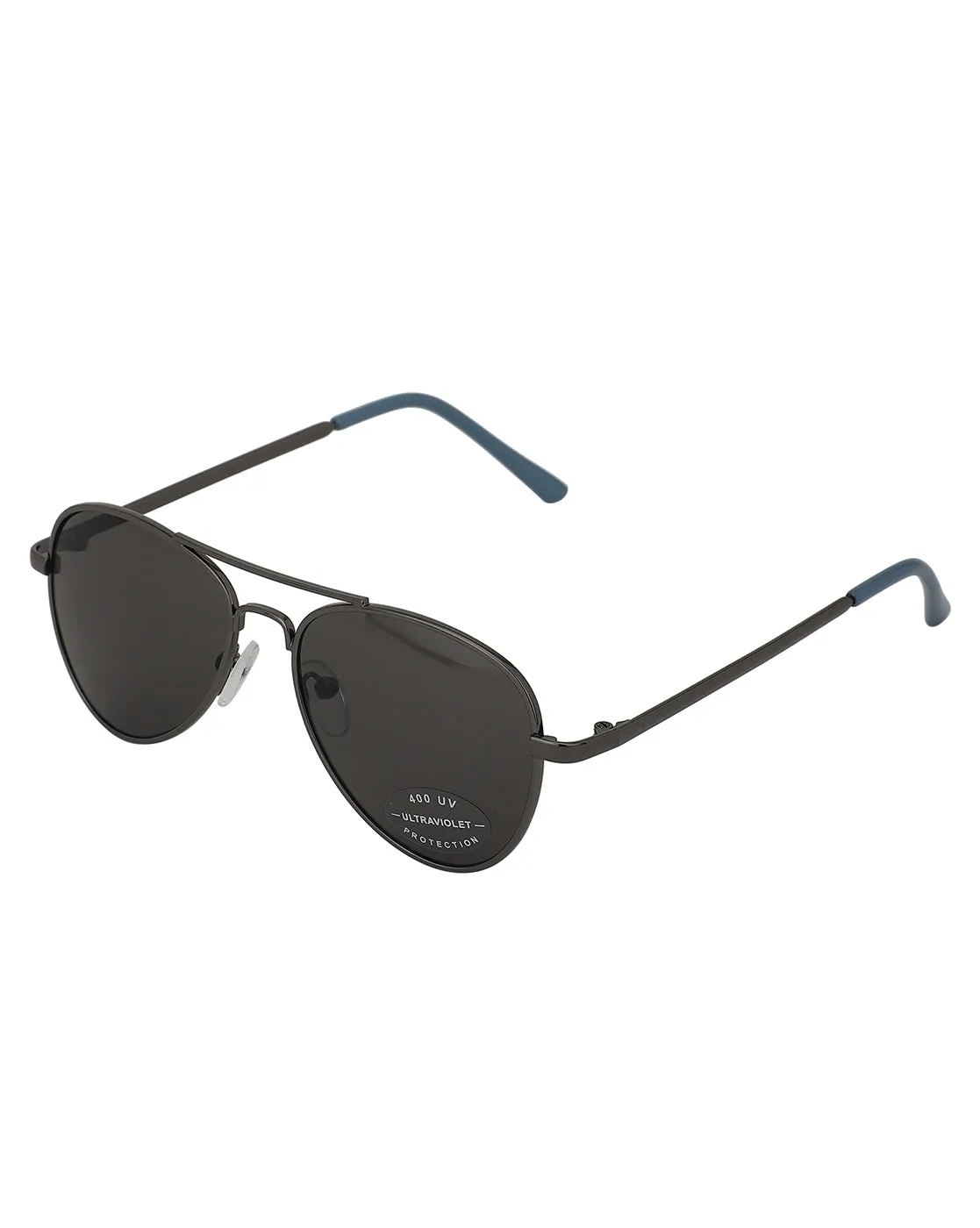 Carlton London Black Lens & Gunmetal-Toned Aviator Sunglasses With Uv Protected Lens For Boy