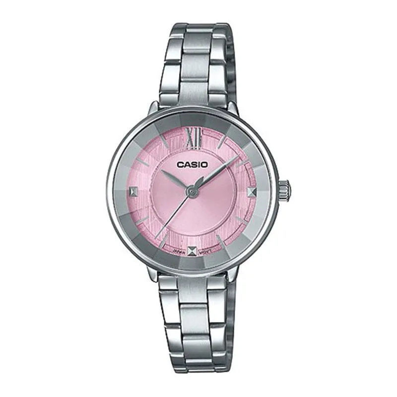 Casio Ladies' Analog Silver Stainless Steel Band Watch LTPE163D-4A LTP-E163D-4A