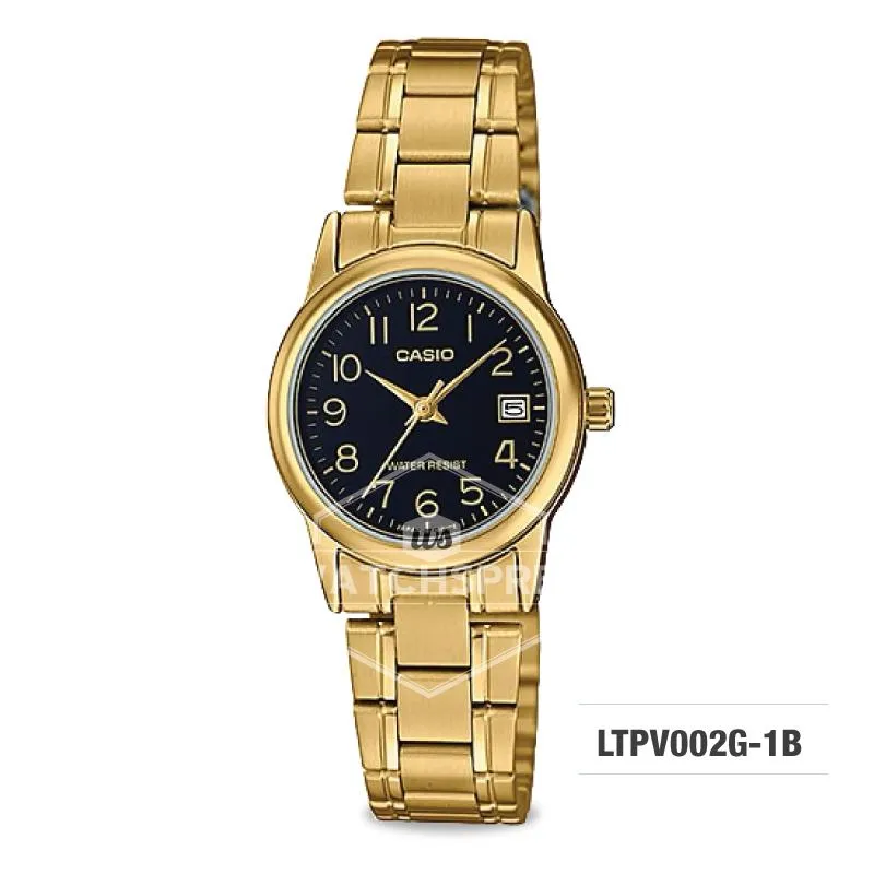 Casio Ladies' Standard Analog Gold Tone Stainless Steel Band Watch LTPV002G-1B LTP-V002G-1B