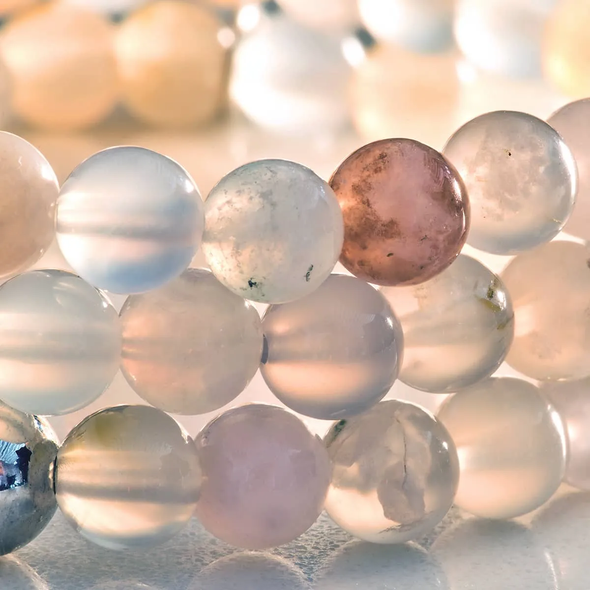 Cherry Blossom Quartz | Silver | Healing Gemstone Bead Bracelet