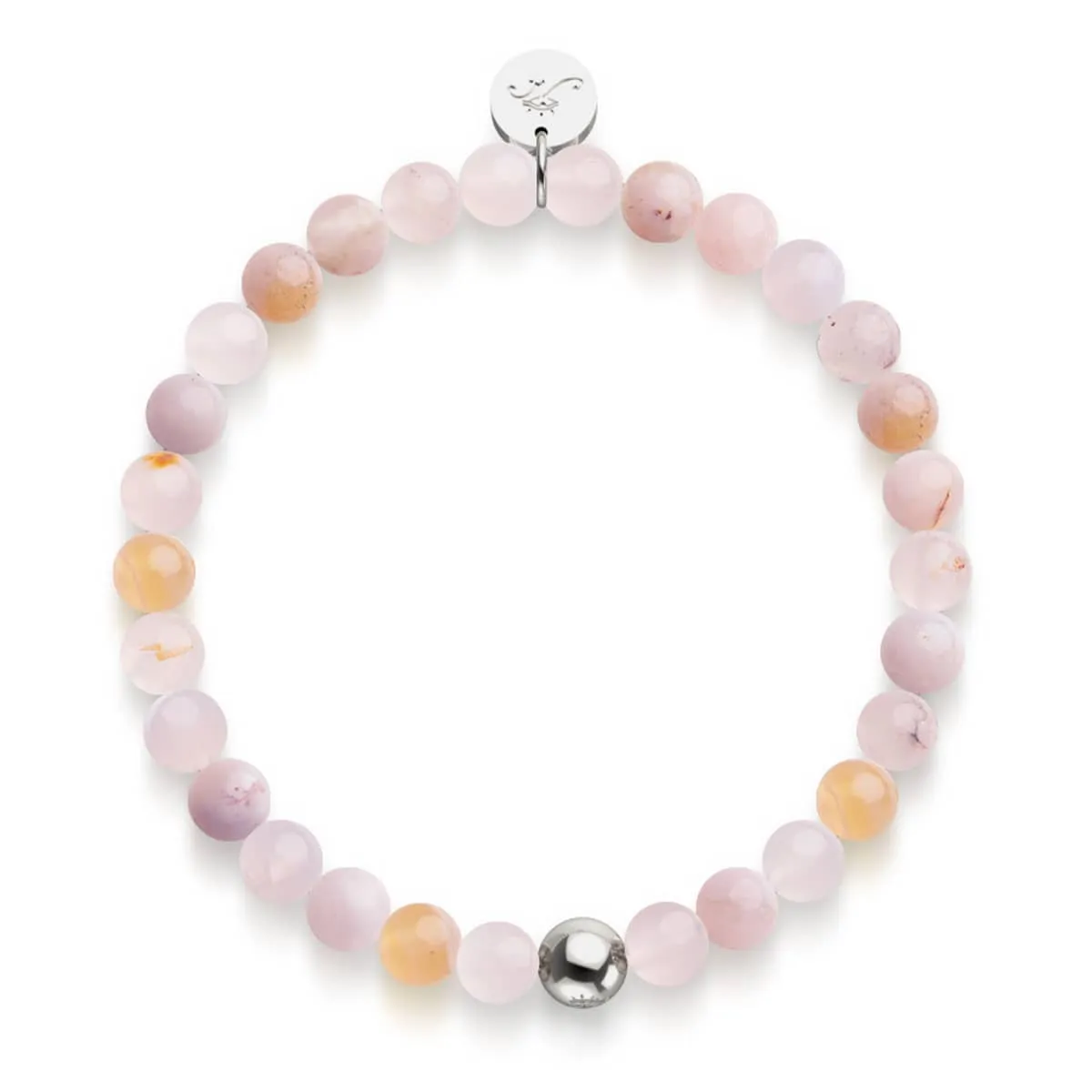 Cherry Blossom Quartz | Silver | Healing Gemstone Bead Bracelet