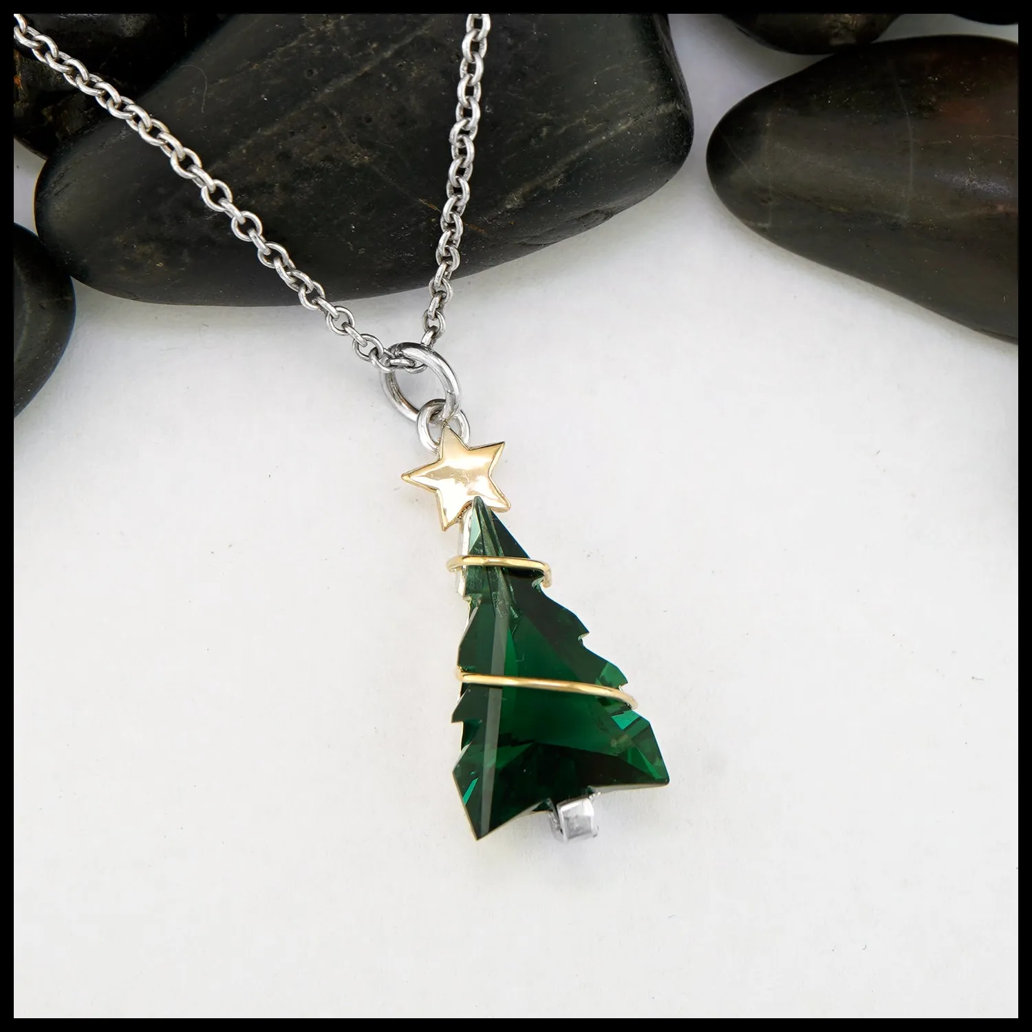 Christmas Tree Moldavite Pendant