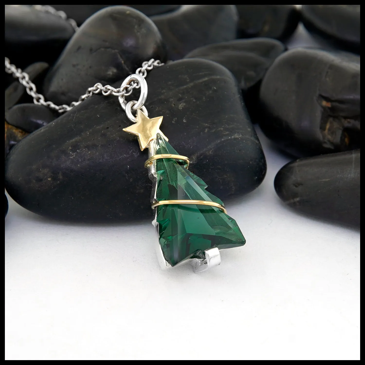 Christmas Tree Moldavite Pendant