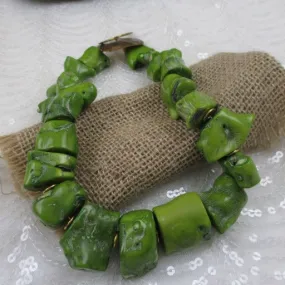 Chunky Green  Big Bold Statement Necklace