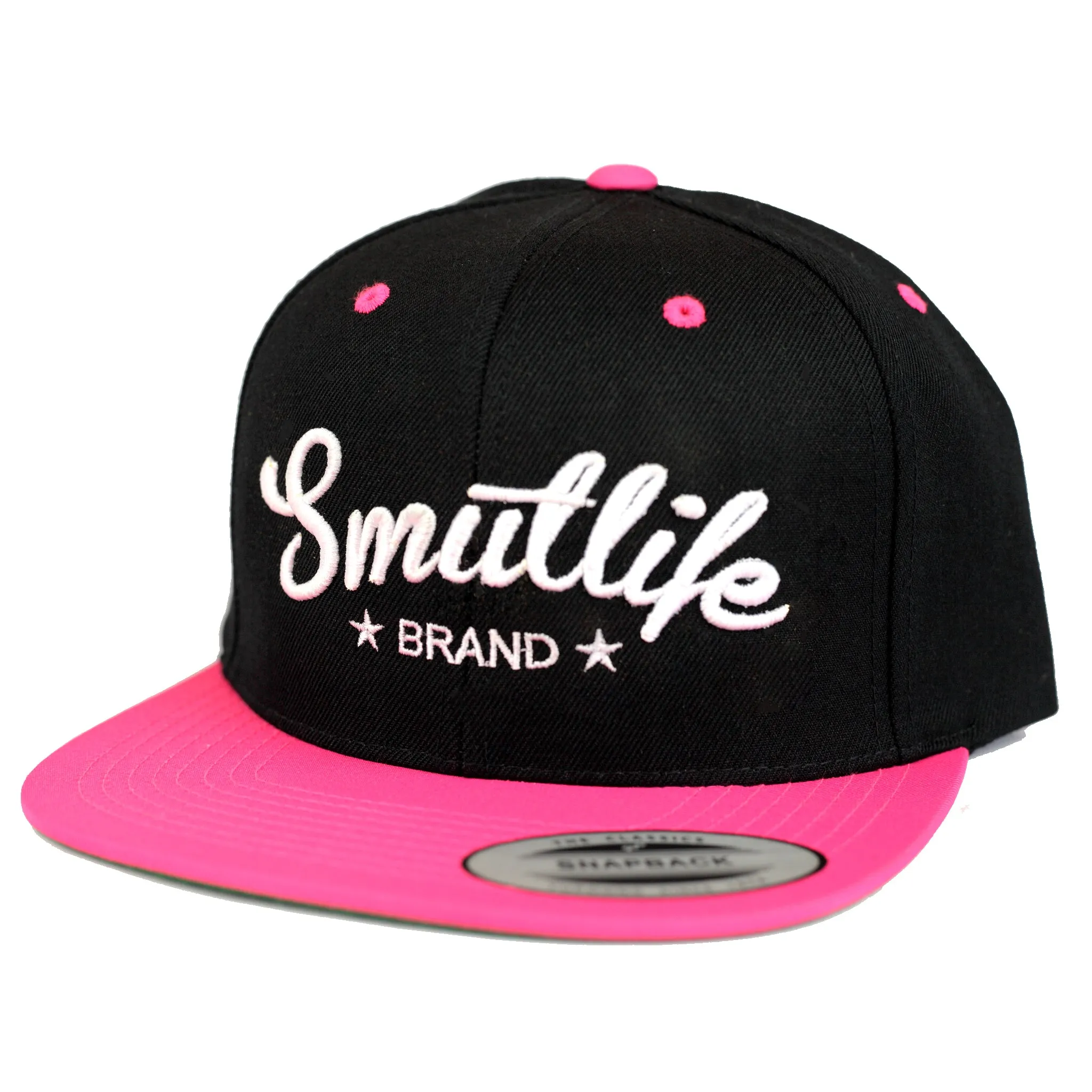 Classic Pink & Black Tri-Star Snapback Baseball Hat