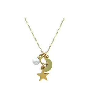 Cluster Necklace: Star, Moon and Pearl (NGCL43STMN)