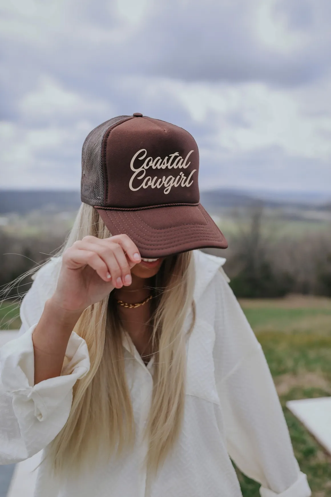 Coastal Cowgirl Trucker Hat - Brown