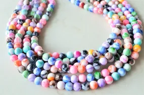 Colorful Acrylic Lucite Bead Multi Strand Chunky Statement Necklace - Alana