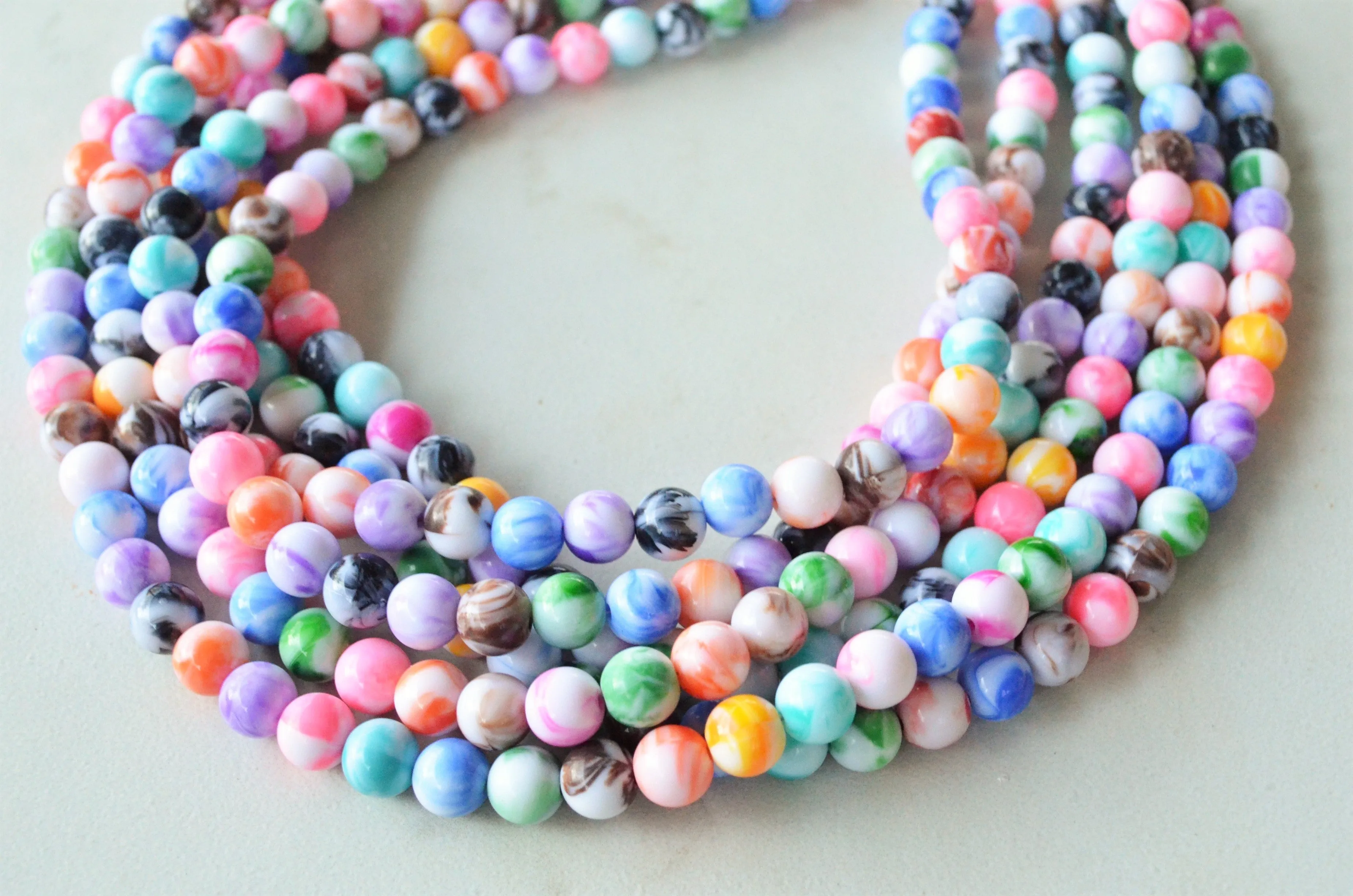 Colorful Acrylic Lucite Bead Multi Strand Chunky Statement Necklace - Alana