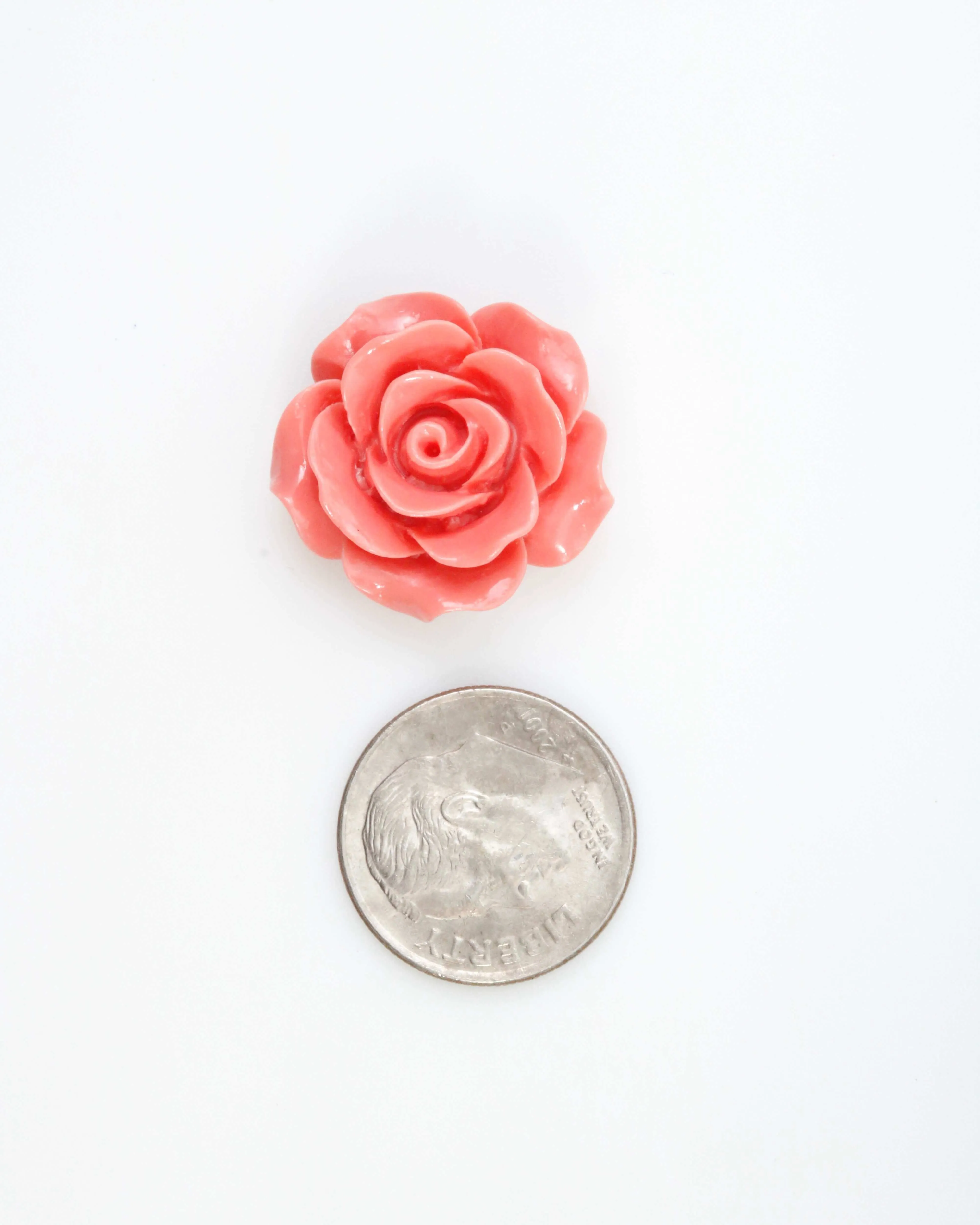 Composite Coral Flower Beads Half Drilled Pink Flower Bead Large Flower Bead Resin Coral Bead Large Rose Bead Rose DIY Jewelry 18mm SKU: 115691