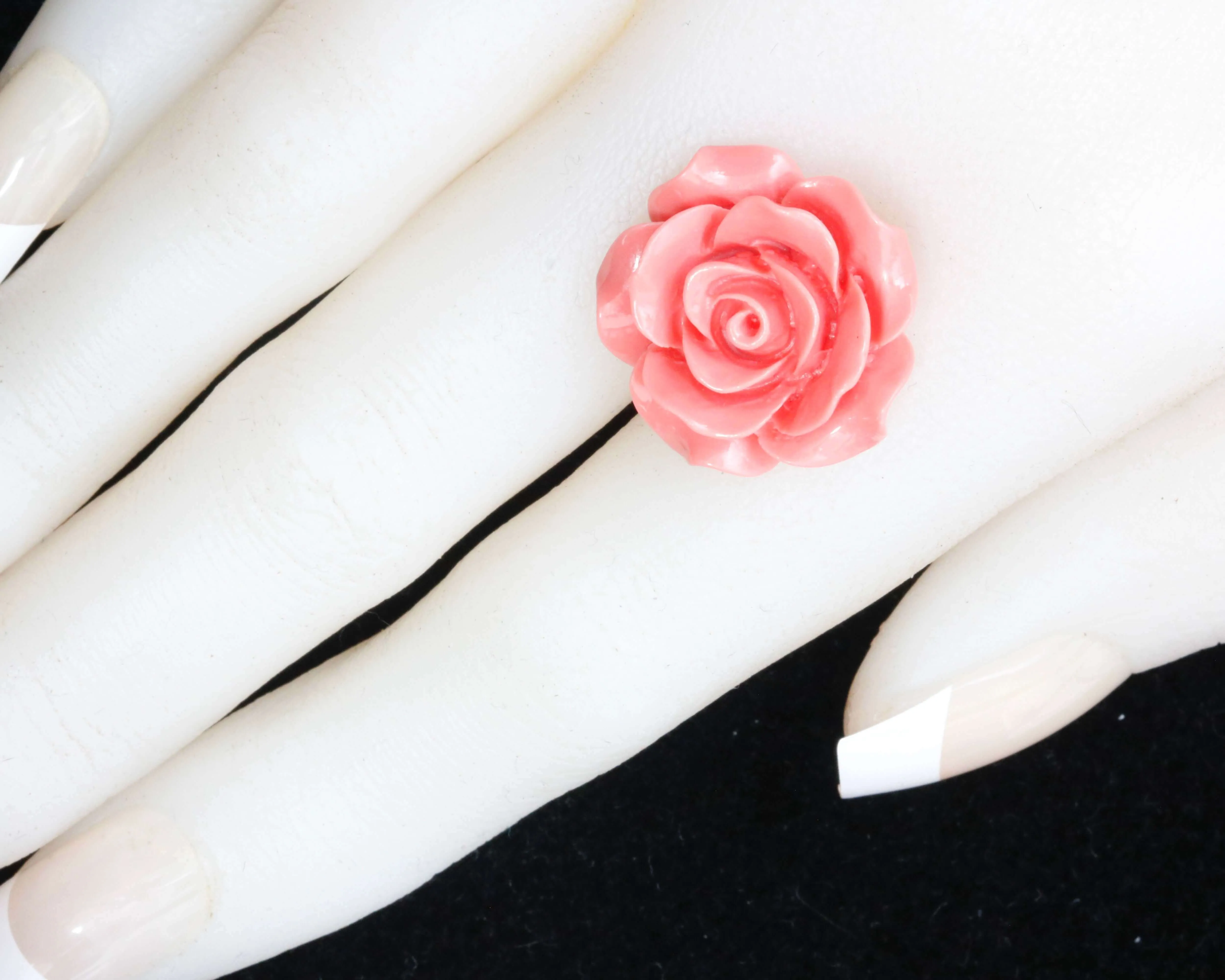 Composite Coral Flower Beads Half Drilled Pink Flower Bead Large Flower Bead Resin Coral Bead Large Rose Bead Rose DIY Jewelry 18mm SKU: 115691